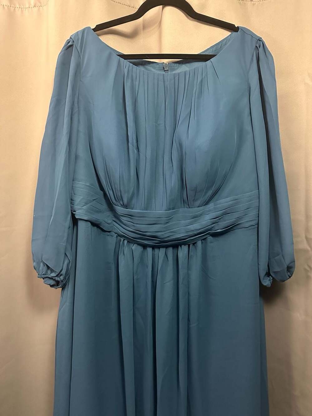 Plus Size 22 Long Sleeve Empire Waist Pleated Chiffon Formal Dress Gown - Picture 2 of 9